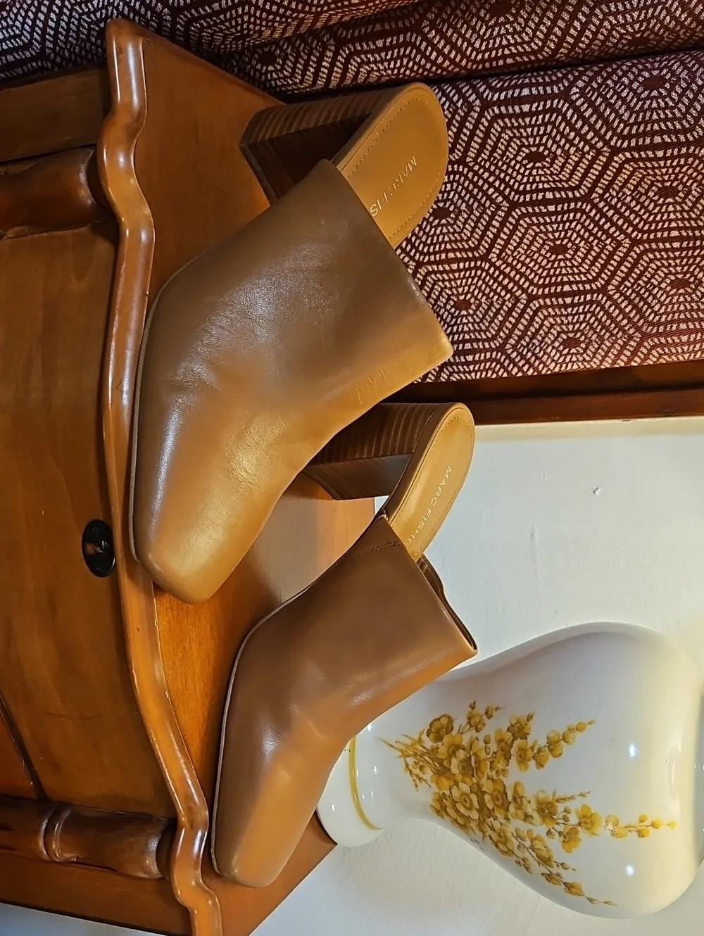 Mark Fisher Leather Block Heeled  Mules  9M EUC/Caramel Colour - Picture 3 of 11